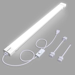 KUKUMAO Utility LED Shop Lights Fixture with Plug 4FT 5000K 36W 3600LM Linkable Waterproof Closet Light Under Cabinet Light Ceiling Tube Light for Garage Kitchen Bathroom Workbench and Office (White)