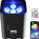 Battery Powered Uplights Rechargeable Par Can 6x18W RGBWA+UV LED Uplight 9600 mAh Remote/APP/DMX512 Control Stage Lights Uplighting Indoor for Wedding DJ Church Christmas Dance (1Pc)