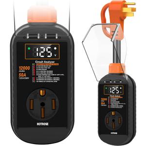 RV Surge Protector 50 Amp with High/Low Voltage Protection, 12000 Joules 50 Amp RV Surge Protector Waterproof, Smart RV Circuit Analyzer w/LED Display, RV Adapter Plug for RV Camper