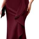 BeryLove Formal Wedding Guest Evening Midi Ruffle Dresses Prom Cocktail Party Mother of The Bride Dress (M)