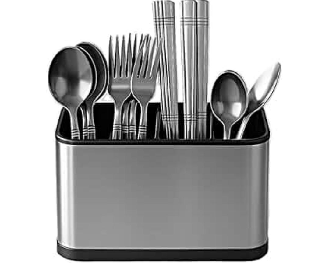 Kitchen Utensil Holder and Knife Block for Countertops (Silver)