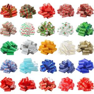 3 otters 26Pcs Christmas Bows for Gift Wrapping, 6.2inch Christmas Pull Bows for Xmas Present Gift Wrapping Holiday Decorative (Multi Color)