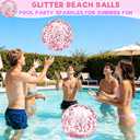 12 Pack Inflatable Beach Balls Bulk 16" Pink Glitters Pool Toys Balls for Pool, Beach, Summer Pool Party - Swimming Pool Game Water Beach Toys Kid Party Favor Decorations Summer Blow Up Beach Ball