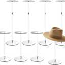8 Pcs Acrylic Hat Stand, 12" to 17" Clear Hat Stands, Wig Hat Display Rack, Adjustable Height Hat Holder, Round Acrylic Risers for Display Hat (8 pcs)