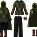 ReliBeauty Kids Archer Costume Boys Girls Hunter Costume with Cape, Green, 160