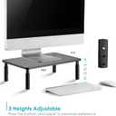 LOTEYIKE TV/Monitor Riser Desktop Stand, Flat Screen, Sturdy Metal Laptop Computer Shelf for Printer, iMac, 3 Height Adjustable PC with Mesh Platform , 2 Pack