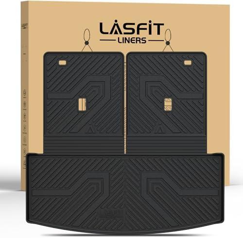 LASFIT Cargo Mat for Ford Explorer 2020-2025 2026 2027 Backrest Liner | Custom Fit All Weather Protector Split Design Easy Installation Wash Trunk with Seatback Mat SUV Car Accessories, 1pc Black