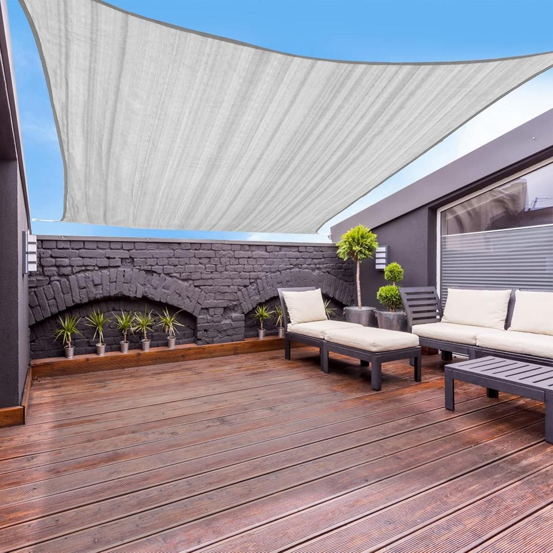 Garden EXPERT 20'x20' Sun Shade Sail Square Canopy Shade Cover for Patio Garden Outdoor Backyard, Light Grey