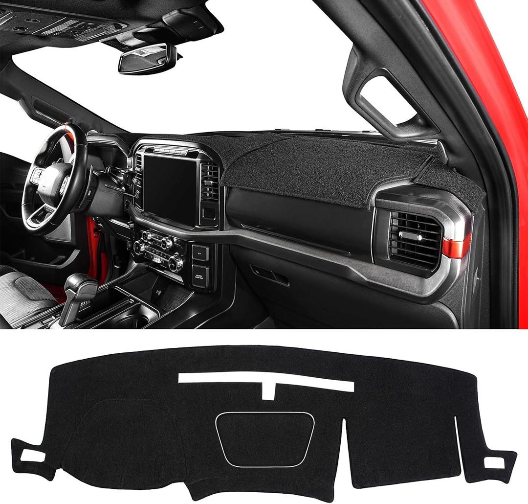 Pigenius Dash Cover for Chevrolet Silverado/GMC Sierra 1500/2500 HD/3500 HD, 20192022, Without Forward Collision Alert, Without Heads-Up Display, Black