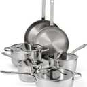 Tramontina Tempo Tri-Ply Base Stainless Steel 10-Piece Cookware Set with Glass Lids, Pots and Pans Kitchen Set, Induction-Ready, Oven-Safe, Dishwasher-Safe