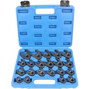DPTOOL Crows foot Wrench Set 1/2" and 3/8 Drive Flare Nut Crowfoot Wrench Set Metric 8-32mm 6 Point Crows Feet Wrench Set 21Pcs Flare Nut Wrench Kit for Removing Nuts from hard-to-reach Areas