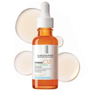 La Roche-Posay Pure 12% Vitamin C Serum For Face With Hyaluronic Acid & Salicylic Acid, Hydrating Face Serum, Boost Radiance & Reduce Wrinkles, 2 Formulas for Normal or Oily Skin Control (1.01 Fl Oz (Pack of 1))