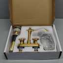 Bathroom Faucet Antique Brass GGStudy 2 Handles 4 Inches Centerset Bathroom Vanity with Drain Assembly and Supply Hose Lavatory Faucet Mixer Double Handle Tap