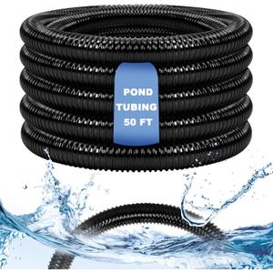 Frienda 50 ft x 1-1/2" ID Pond Pump Tubing Non Kink Water Hose Flexible Corrugated PVC Water Pipe for Garden Pond Waterfall (1-1/2" Diameter x 50ft)