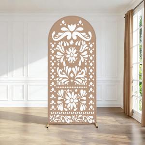 6ft Beige Mexican Fiesta Arch Cover Baby Shower Backdrop,2-Sided Round Top Chiara Backdrop Arch Covers for Mexican Wedding Birthday Bridal Shower Party Decoration