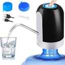 CHIVENIDO 5 Gallon Water Dispenser - Water Bottle Pump with Reusable Caps for Screw Top or Crown Tops, USB Charging Water Jug Dispenser for Universal 2-5 Gallon Bottle