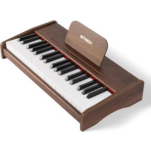 STRICH 37 Keys Kids Piano Keyboard, Mini Digital Piano for Kids, Volume Adjustable, Music Book, Wood Piano for 3+ Girls and Boys, Walnut Color, SEK-37