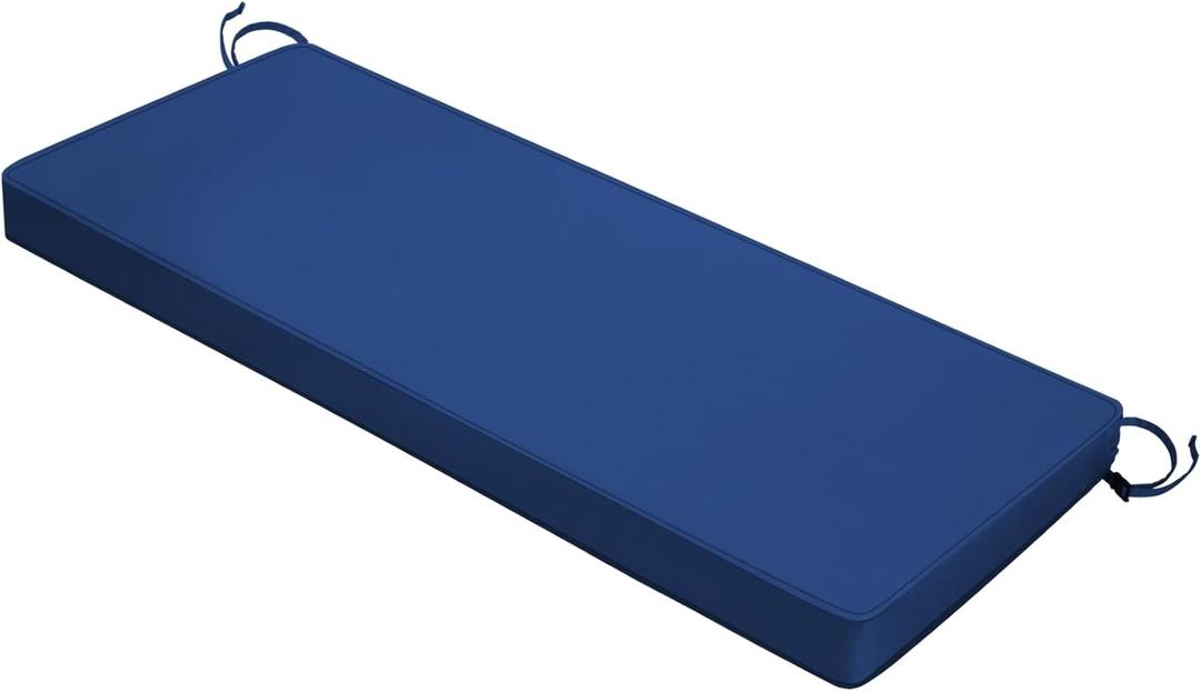 Outdoor Bench Cushion 48 x 18 x 3 Inch with Ties, Thick Waterproof Porch Swing Cushions for Patio Furniture Chair Pad, Seat Sofa Garden Replacement Cushion Sponge Filling (Navy Blue)