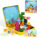 49PCS Mini Magnetic Blocks Ocean Theme  Sea Life STEM Building Cubes, Educational Magnet Toy with Iron Box, Creative & Safe Travel Gift for Kids Ages 38, Boys & Girls