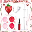 VioraWhite 8 Sets Strawberry Party Balloons Stand Kit Table Centerpieces Decorations with Red Pink Dot Strawberry Foil Balloons for Berry Sweet First Birthday Baby Shower Party Supplies