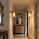 2 Pack Modern Ceramic Gold Plug in Cord Wall Sconce Wall Lighting with Pull Chain Switch, Indoor Wall Lamp Light Fixtures Curve Arm for Living Room Bedroom Bedside Kitchen Home Office