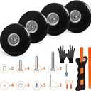 Luggage Wheels Replacement Set 4PC Diameter 2in/50mm Bearings Roller 14mm Thick PU Wheels with 3 Length Axles Full Set Repair Tool for Spinner Suitcase Trolley Bag Draw-bar Travel Box