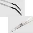 Reptile Feeding Tongs, Stainless Steel Lizard Feeding Tongs, Aquarium Curved Feeding Tweezers for Reptiles with Rubber Tip, Terrarium Feeding Tongs 14.96" L, Black Silver Tone