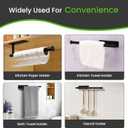 Paper Towel Holder Under Cabinet - Wall Mount & Self-Adhesive, Black Stainless Steel, Hanging Paper Towels Holder for Kitchen & Bathroom, Strong Stick-On or Screw Mount Kitchen Paper Towel Rack