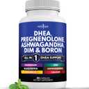 NEW AGE DHEA Supplement - Pregnenolone for Men & Women with DIM, Ashwagandha, Boron, Calcium, Magnesium, Zinc, Vitamin D3 5000iu - Support Capsules - 60 Count, Expiry: 10/2027