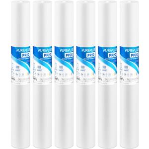 PUREPLUS 5 Micron 20" x 2.5" Whole House Sediment Home Water Filter, 20-inch Sediment Pre-Filtration, Replacement Cartridge Aqua Pure AP110-2C, Pentek P1-20/SP-P1-20/PX01-20, 6Pack