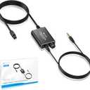 eSynic Portable Optical to 3.5mm/Aux Adapter-7 FT Long-192KHz DAC Converter-Metal Shell-Built in Amplifier Chip-Easy to Setup- from HDTV/Blu-Ray/Gaming Console to 3.5MM Audio Speaker & Headphone