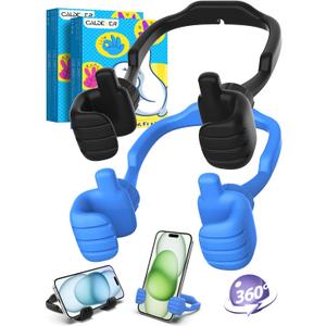 CALDEVER Easter Basket Stuffers for Teens Boys Girls Him Men Ideas: 2 Pack Thumbs Up Lazy Phone Stand Cell Phone Holder Easter Gifts for Kids Teenage Son Her Women Wife Adults Funny Cool Gadgets (Black & Blue)