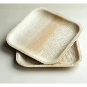 Bamboo Plates - Compostable and Grease Resistant 6 Inch Square Plates - Eco Friendly Plate is 100% Natural, Sturdy & Microwave Safe - Disposable & Biodegradable Wood