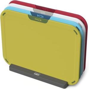 Joseph Joseph Duo Icon 4-piece colour coded Cutting Board Set with Storage Stand, Multicolour