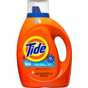 Tide Liquid Laundry Detergent, HE Compatible, Clean Breeze Scent, 64 loads, 84 fl oz