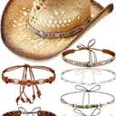 Interchangeable Cowgirl Hat Set Straw Cowboy Hat for Women Western Cowgirl Hat with Six Decorative Bands (multicolor Beige and Brown)