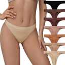 SHARICCA Seamless Thongs for Women Sexy Breathable No Show Thong Underwear Women Multiple Pack (Large, (Pack of 7) Daily Beige)