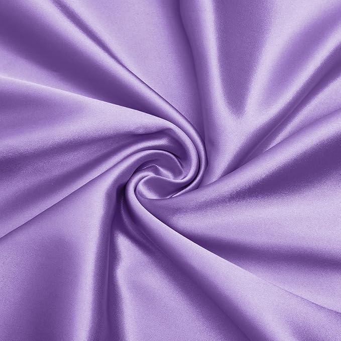 VACVELT Charmeuse Satin Fabric by The Yard, 60 Inch Wide Light Purple Satin Fabric Shiny & Soft Cloth Fabric, Silky Satin Fabric for Bridal Dress, Wedding Decorations, Crafts, Sewing (5 Yards)
