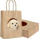 30Pcs Adopt A Puppy Party Gift Bags Animals Adoption Brown Treat Bags with Handle Holes Dog Cat House Party Supplies for Gift Giving Animal Theme Birthday Supplies (Stuffed Animals Not Included)