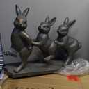 Newman House Studio Garden-Statues - Easter Bunny Decor - Rabbit Figurine - Garden Décor - Resin 3 Playing Bunnies On Base Sulptures for Easter Yard Framhouse Indoor Outdoor Décor 20.5 x 5.5 x 15.5 in Newman House Studio