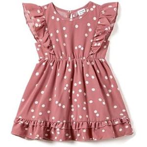 PATPAT Matching Mommy and Me Dresses Outfits: Ruffle Sleeve Polka Dot Pattern Vacation Dresses, 9-12M