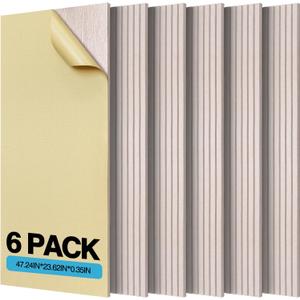 Large Acoustic Panels, 47.2" X 23.6" X 0.35" Soundproof Wall Panel, Self-Adhesive Decorative Sound Proof Panels, High Density Absorbing Acoustic Treatment (Camel, 6 Pack)