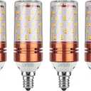 CTKcom 12W E14 LED Bulb Candelabra LED Light Bulb(4 Pack)- E14 Base T10 LED Corn Bulb,100 Watt Light Bulb Equivalent,Warm White 3000K LED Chandelier Bulb,AC85-265V 1200LM LED Lights Bright White(Gold)