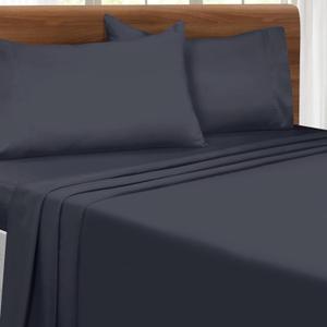 Malloni Home Double Brushed Microfiber Bedding Set - 4 Piece Deep Pocket Sheet, Ultra Soft, Wrinkle Free, Quick Dry, Easy Care - Charcoal Grey