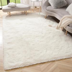 Amearea Premium Soft Fluffy Area Rug Modern Shag Carpet, 3x5 Feet, Fuzzy Shaggy Rugs for Bedroom Living Room Teen Apartment Decor, Comfortable Indoor Furry Dorm Carpets, Cream