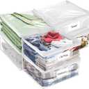 Plastic Storage Bags with Easy-Glide Zipper, Pack of 6, Durable Clear Vinyl Zippered Storage Bags for Clothes Sweaters Comforters Blankets Sheets Bedding (14.2 x 12 x 3.2 Inch, White)