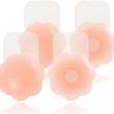 Sticky Bra for Breast Lift - Invisible Silicone Adhesive Pasties, Nipple Covers, Petals, Stick-on (2 Pair Nude)