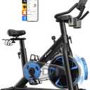Merach Magnetic Exercise Bike, Low Noise Stationary Bike for Home with Comfortable Seat Cushion, Spinning Bike with 330 lb Weight Capacity, Exclusive App, Tablet Mount and Fitness Courses (S36 Magnetic - Blue)