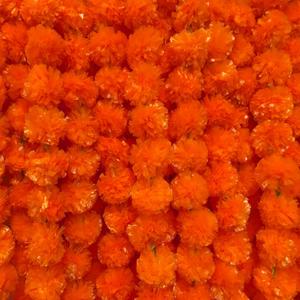 5PCS Marigold Garland 5 Feet Long Artificial Flowers for Indian Diwali Pooja Wedding Party Home and Event Decoration (5, Orange Red)