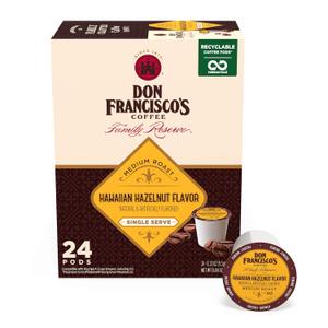 Don Francisco's Hawaiian Hazelnut Flavored Coffee Pods, 24 Count, Medium Roast, Compatible with Keurig Brewers